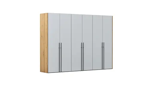 Drehtürenschrank Colorado - B. ca. 307 cm, Glas, Hellgrau matt