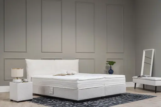 Boxspringbett - Liegefläche ca. 200x210 cm, Stoff, Creme