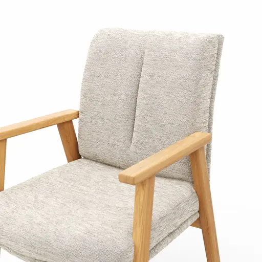 Armlehnstuhl Flore 2 - Stoff, Creme