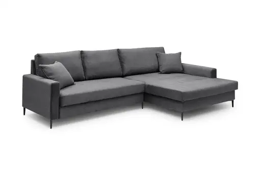 Ecksofa - 3-Sitzer mit Longchair rechts, Stoff, Anthrazit