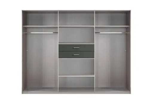 Drehtürenschrank- B ca. 270 cm, Weiß, Graphit
