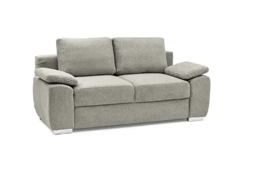Schlafsofa EMIEL - 2-Sitzer inkl. Schlaffunktion und Bettkasten, Stoff, Taupe