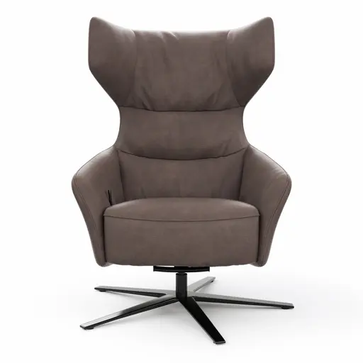 Drehsessel Houston Relax - Größe M, inkl. Relaxfunktion + Gasdruckfeder, Leder, Dunkelbraun