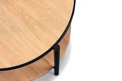 Beistelltisch - Ø/H ca. 52x45 cm, Artisan Eiche Nachbildung, Schwarz