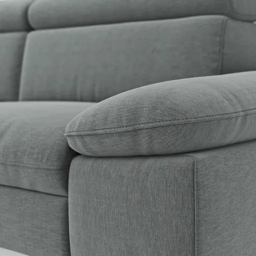 Ecksofa Felipa - Longchair links mit 2,5-Sitzer inkl. Kopfteil verstellbar, Stoff, Grau