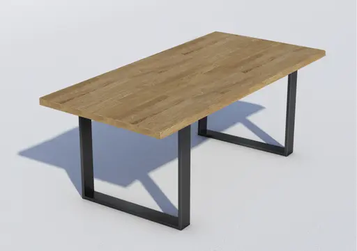 Esstisch - LB ca. 160x100 cm, Eiche massiv geölt, Metall Schwarz