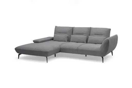Ecksofa PAYTON - Ecke links, 2-Sitzer, Stoff, Grau