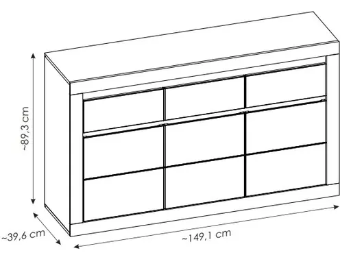 Sideboard - mit Beleuchtung, B ca. 149 cm, Kaschmir, Stone Eiche Nachbildung