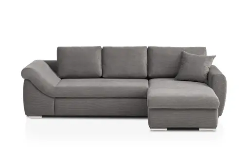 Ecksofa - 2-Sitzer, Ecke rechts inkl. Schlaffunktion mit Bettfunktion, Stoff, Ash
