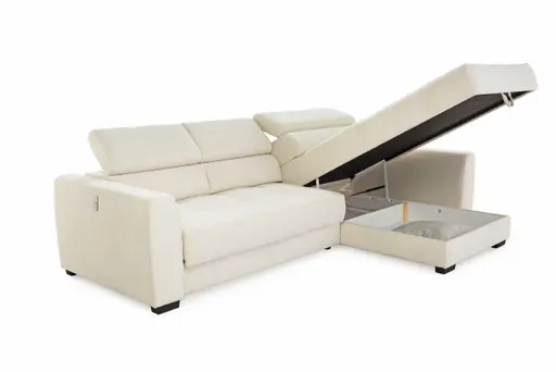 Ecksofa - 2-Sitzer, Ecke rechts, Stoff, Creme