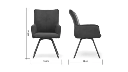 Armlehnstuhl Calyra - Stoff, Anthrazit