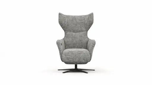 Sessel Noto Relax II - Rückenlehne und Fußteil verstellbar (motorisch), Stoff, Blaugrau, Chenilleflachgewebe