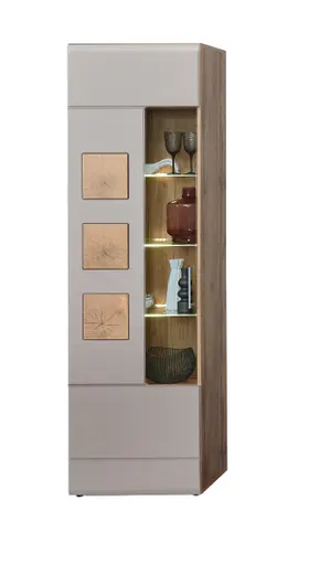 Wohnwand - mit Beleuchtung, Eiche Altholz Nachbildung, Kaschmir