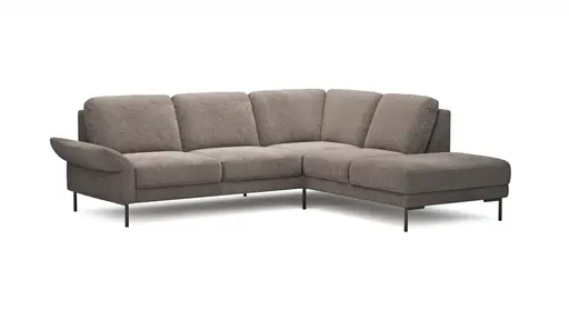 Ecksofa Rockport A - 2,5-Sitzer mit Ecke rechts inkl. Armlehne klappbar, Stoff, Braun