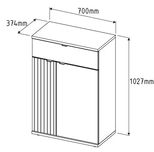 Schuhschrank - B ca. 70 cm, Riva Eiche Nachbildung, Basalt