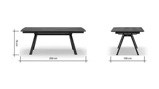 Esstisch Sedana - ausziehbar, LB ca. 200x100cm, Keramik, Schiefergrau