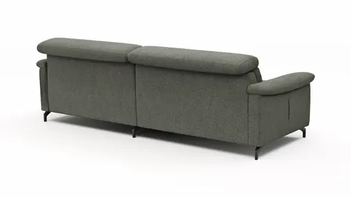 Ecksofa Paulina - 1-Sitzer mit Longchair rechts, Kopfteil verstellbar, Stoff, Khaki