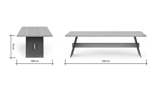 Esstisch Phoenix - LB ca. 240x100 cm, Eiche massiv, Bianco geölt