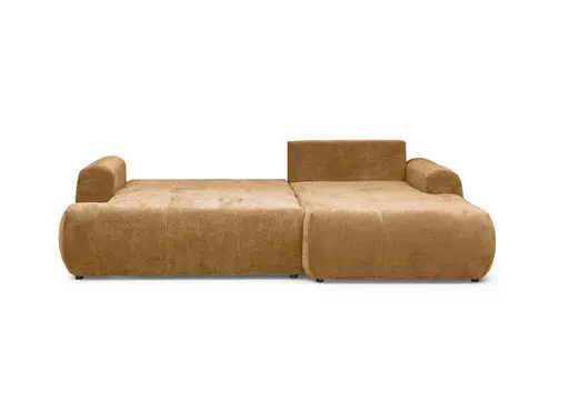 Ecksofa - 2-Sitzer mit Longchair rechts, Stoff, Goldfarben