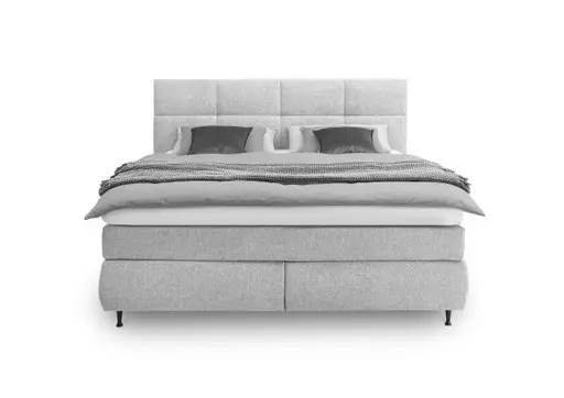  Boxspringbett ALICA- Liegefläche ca. 180x200 cm, Stoff, Hellgrau	