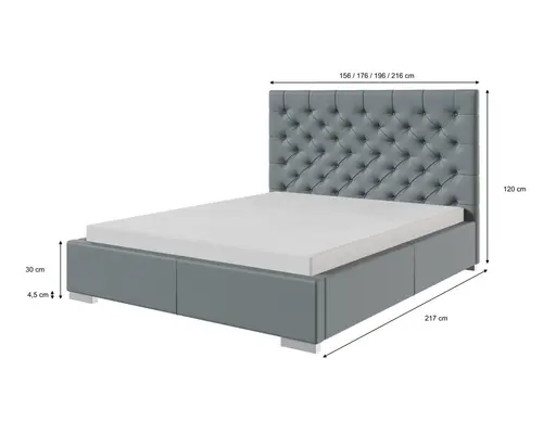 Bettgestell SANDRIN E- Liegefläche ca. 180x200 cm, Stoff, Hellgrau