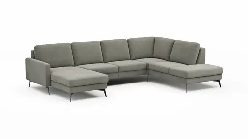 Wohnlandschaft Enna - Longchair links, 2,5-Sitzer, Ecke rechts, Stoff, Grau