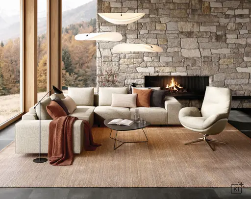 Drehsessel Nuvia - inklusive motorischer Relaxfunktion, Stoff, Graubeige, Leder, Graubeige