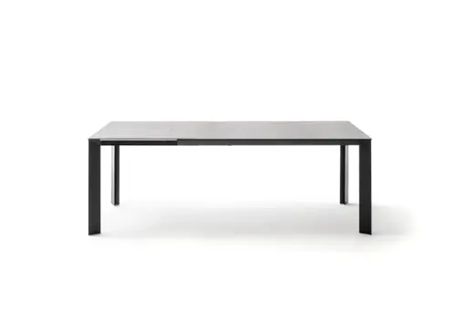 Esstisch Hakon - ausziehbar, LB 160x90 cm, Keramik, Dunkelgrau, Gestell Schwarz