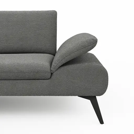 Ecksofa Collina - Longchair links, 2,5-Sitzer inkl. Sitztiefen- u. Armlehehnenverstellung, Stoff, Dunkelgrau