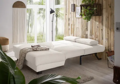  Schlafsofa EASY Optik A - 2-Sitzer ohne Armlehne, 140 cm inkl. Schlaffunktion, Cord, Beige