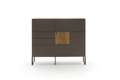 Highboard Mileto - BHT ca. 136x118x35 cm, MDF Steingrau, Naturdesign