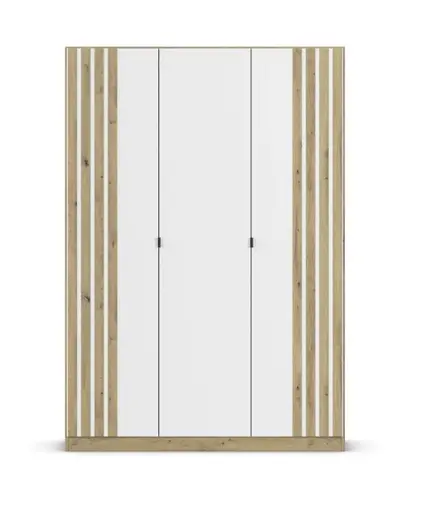 Drehtürenschrank RUERTO- B ca. 136 cm, Eiche Dekor, Weiß, Paneel, Eiche Dekor