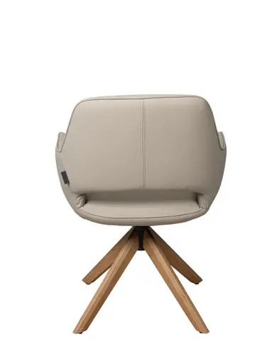 Armlehnstuhl MARIELLE - drehbar, Leder, Latte