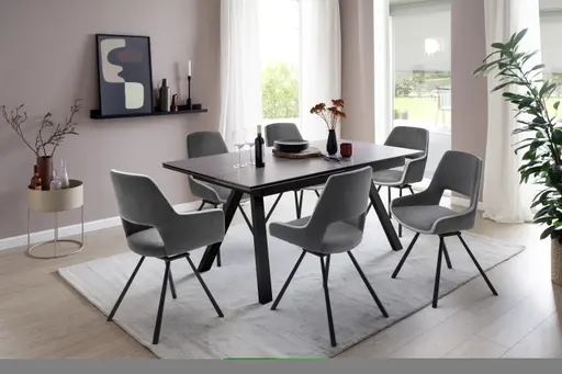 Armlehnstuhl -  drehbar, Stoff, Dunkelgrau/Grau, Vintagelook