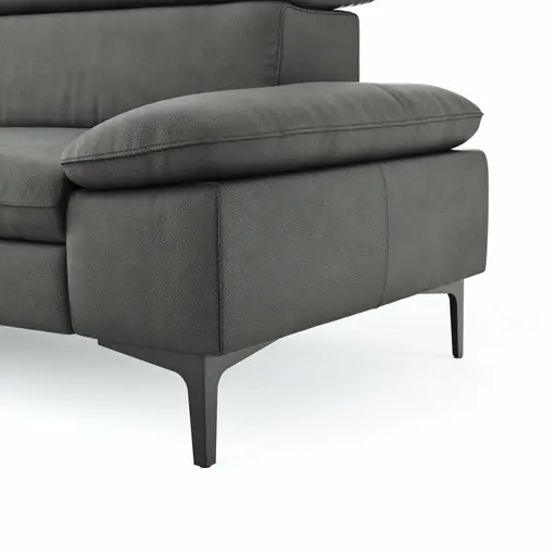 Ecksofa Felipa - Ecke links mit 2,5-Sitzer inkl. Kopfteil verstellbar, Leder, Grau