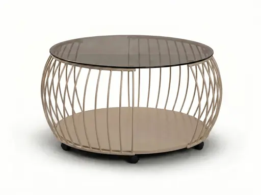 Couchtisch - Ø/H ca. 80x45 cm, Bronze, Cremeweiß