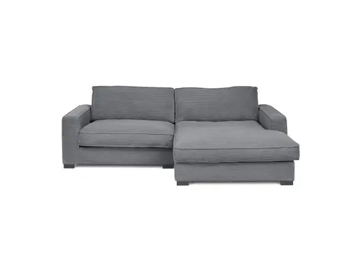 Ecksofa - 2-Sitzer, Ecke rechts, Stoff, Grau