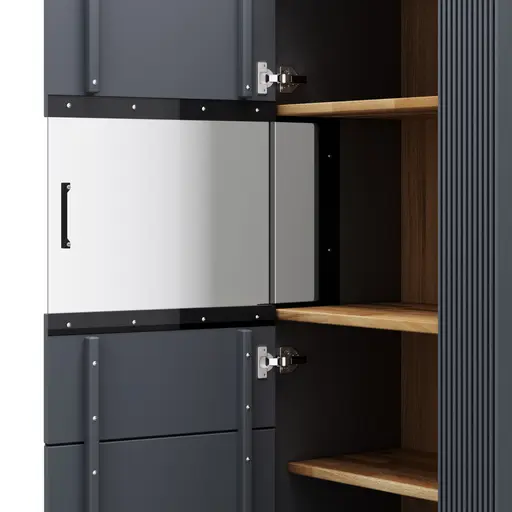 Vitrine Estana - Eiche massiv, Anthrazit