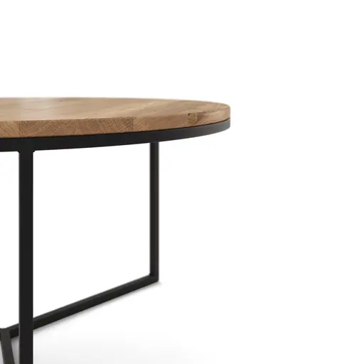 Couchtisch Joan 1 -  LBH ca. 80x80x41,5 cm, Asteiche massiv, Gestell schwarz