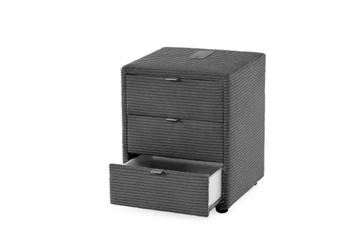 Nachttisch- Inkl. Ladeport, Stoff, Grau