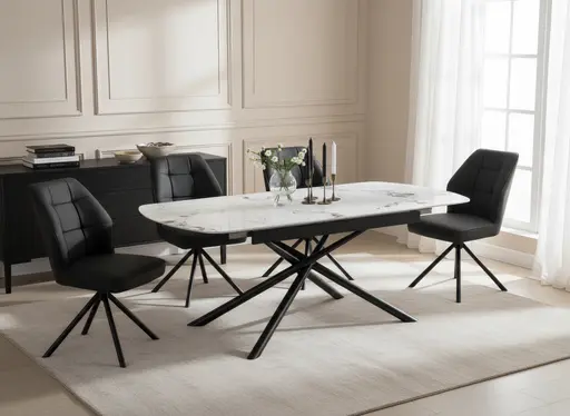 Stuhl - drehbar, Leder, Schwarz