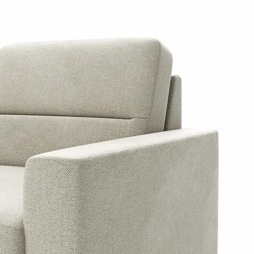 Ecksofa Merlos H - Longchair links und 2,5-Sitzer rechts inkl. Relaxfunktion (motorisch), Stoff, Natur