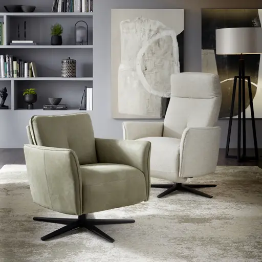 Sessel Amadena - Leder, Olivgrün