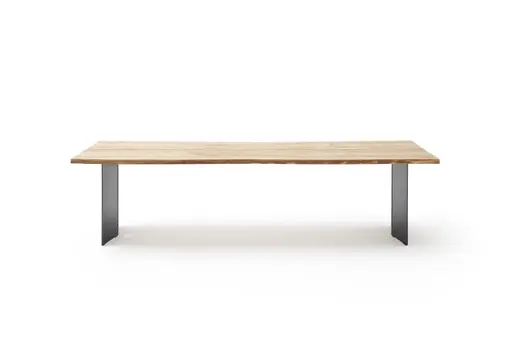 Esstisch Duna - ca. 300x100 cm, Wildeiche Massiv geölt, Stahlwange