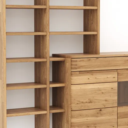 Wohnwand Cartago Soft - Wildeiche massiv, natur geölt