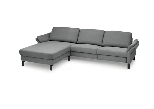 Ecksofa CALM PREMIUM 2.0 - Longchair links mit 3-Sitzer, Rückenlehne verstellbar, Stoff, Anthrazit