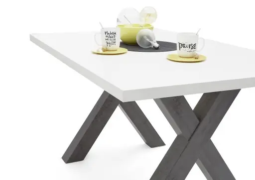 Esstisch- LB ca. 160x90 cm, Weiß, Graphit