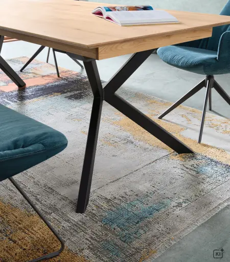 Esstisch Vavona - LB ca. 220x100 cm, beidseitig ausziehbar, Asteiche massiv, Bianco