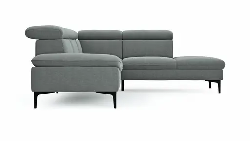 Ecksofa Felipa - 2,5-Sitzer mit Ecke rechts inkl. Kopfteil verstellbar, Stoff, Grau