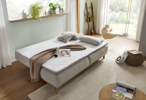 Querschläfer EM Korsika - 2-Sitzer mit Schlaffunktion inkl. Bettkasten, Stoff, Beige